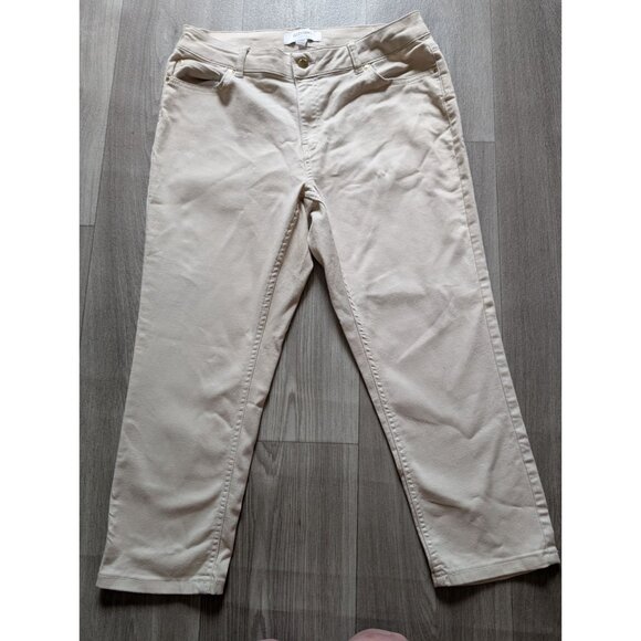 Ellen Tracy Womens Beige Denim Pants Size 10 Straight Fit Mid-Rise Casual Style - Picture 1 of 6